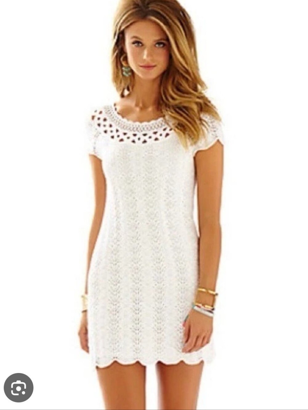 Lilly Pulitzer Everly Crochet Lace Sweater Dress XS White Ivory Bridal Sheath